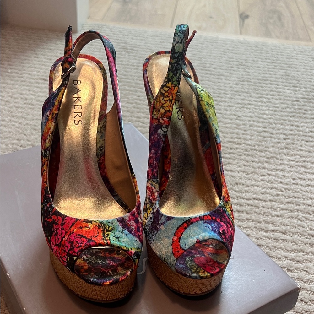 Bakers Colorful Platform Wedge Sandals